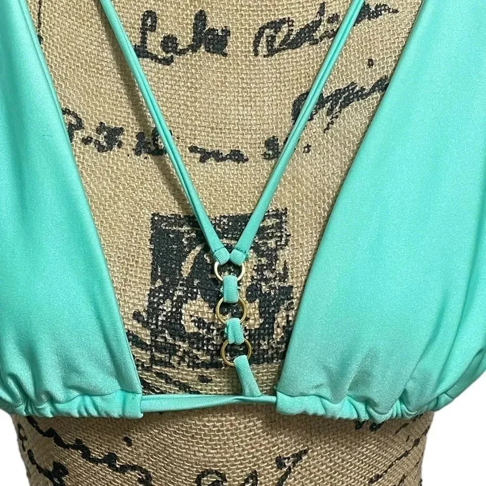 Beach Bunny Ireland High Apex Strappy Bikini Top Mint Size Large - Picture 4 of 7